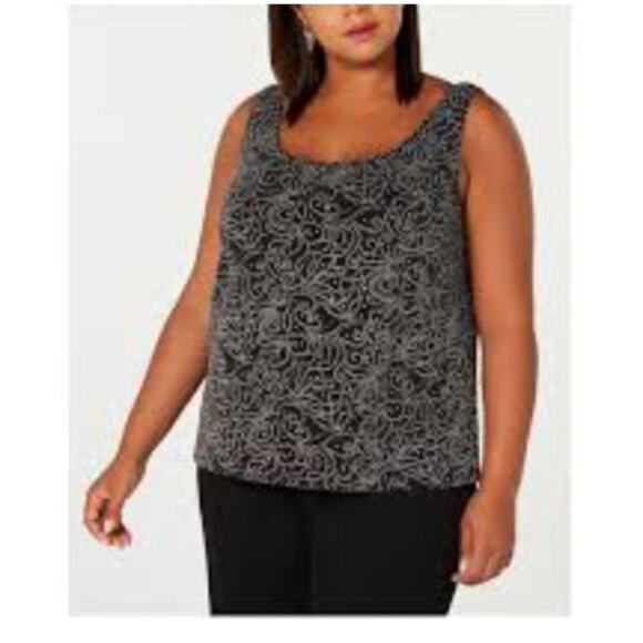 Alex Evenings Sleeveless Black Shimmering Patterned Top Sz 1X - Picture 1 of 7